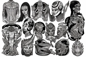 ancient astronauts, gods were aliens, mythologie, chest- tatoo, ufo, Irezumi tattoo idea