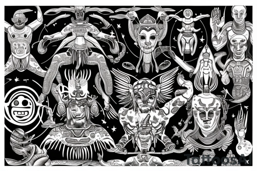 ancient astronauts, gods were aliens, mythologie, chest- tatoo, ufo, Irezumi tattoo idea