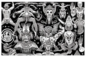 ancient astronauts, gods were aliens, mythologie, chest- tatoo, ufo, Irezumi tattoo idea