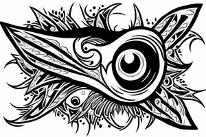 flying monster eye with traditional nails embedded tattoo idea