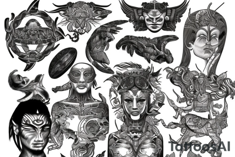 ancient astronauts, gods were aliens, mythologie, chest-tattoo, LSD tattoo idea
