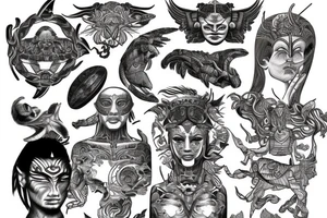 ancient astronauts, gods were aliens, mythologie, chest-tattoo, LSD tattoo idea