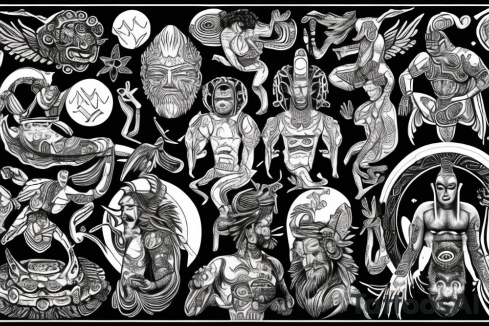 ancient astronauts, gods were aliens, mythologie, chest-tattoo, LSD tattoo idea