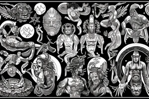 ancient astronauts, gods were aliens, mythologie, chest-tattoo, LSD tattoo idea