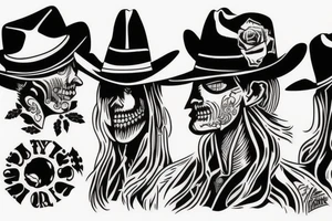 desperado cowboy outlaw walking into the sunset tattoo idea