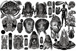 ancient astronauts, gods were aliens, mythologie, chest-tattoo, LSD tattoo idea