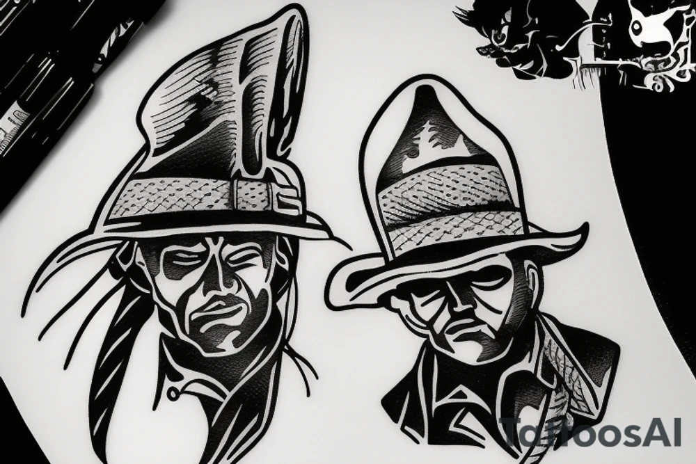 cowboy outlaw walking into the sunset tattoo idea