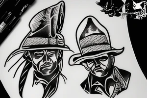 cowboy outlaw walking into the sunset tattoo idea