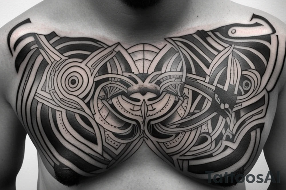 chest-tattoo, mythology, ancient Aliens, Gods, Ufo tattoo idea