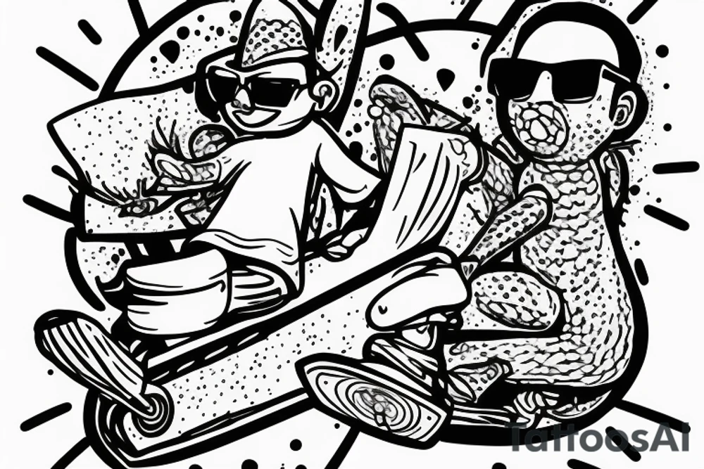 cactus man with sunglasses riding a skateboard tattoo idea cactus man with sunglasses riding a skateboard tattoo idea