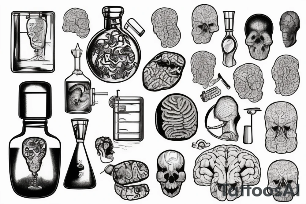 brain inside a flask tattoo idea