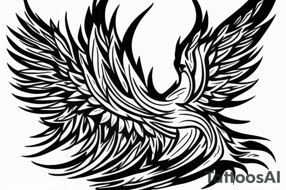 phoenix bird coming out of fire tattoo idea