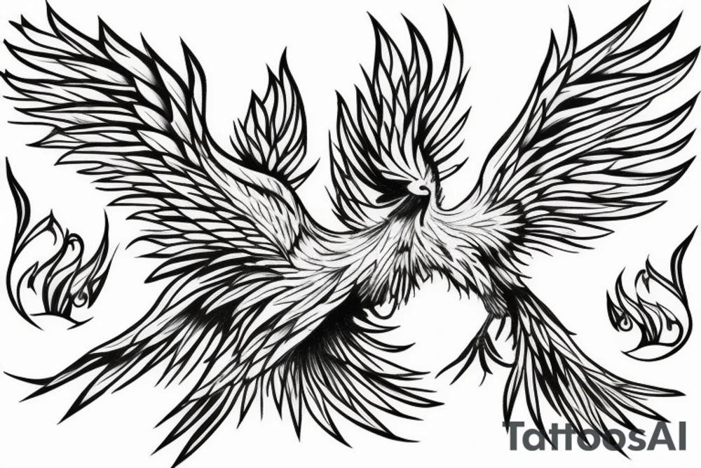 phoenix bird coming out of fire tattoo idea