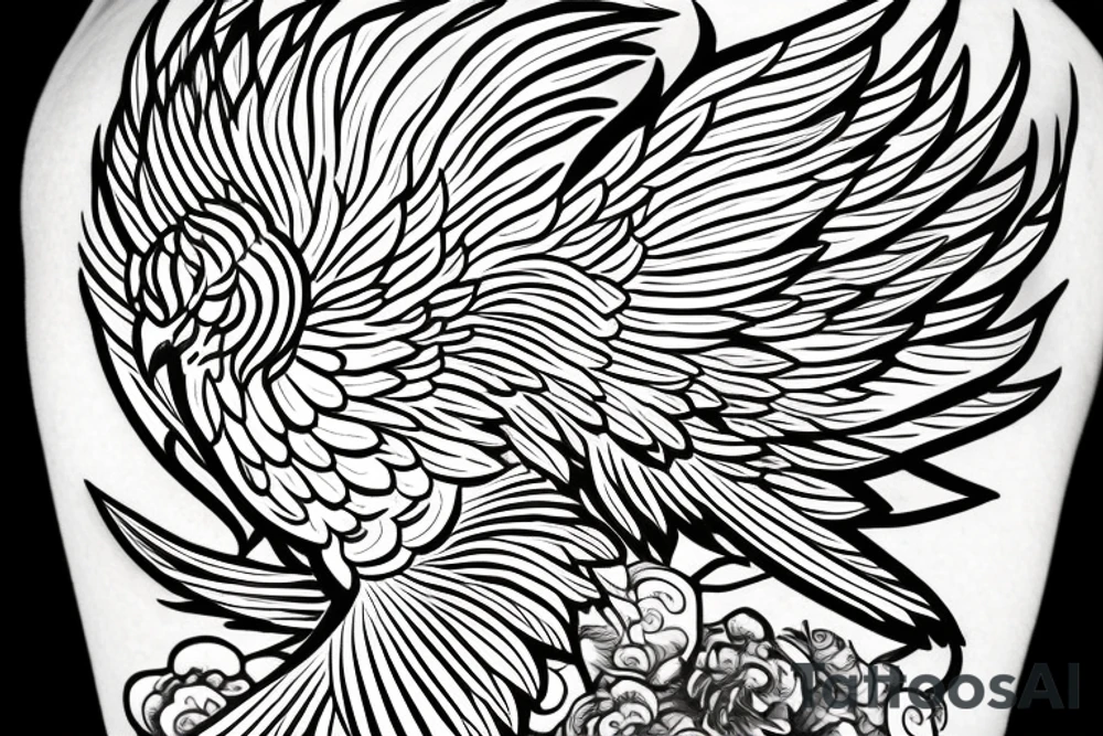 phoenix bird coming out of fire tattoo idea