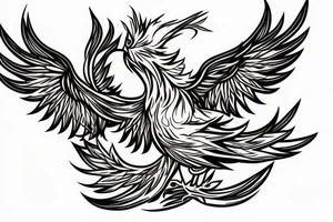 Phoenix bird coming out of fire
with just one color tattoo idea