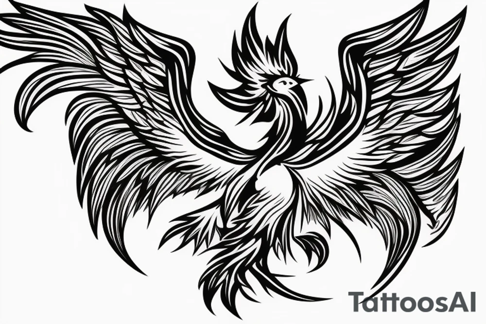 Phoenix bird coming out of fire
with just one color tattoo idea