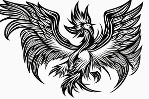 Phoenix bird coming out of fire
with just one color tattoo idea