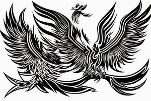 Phoenix bird coming out of fire tattoo idea