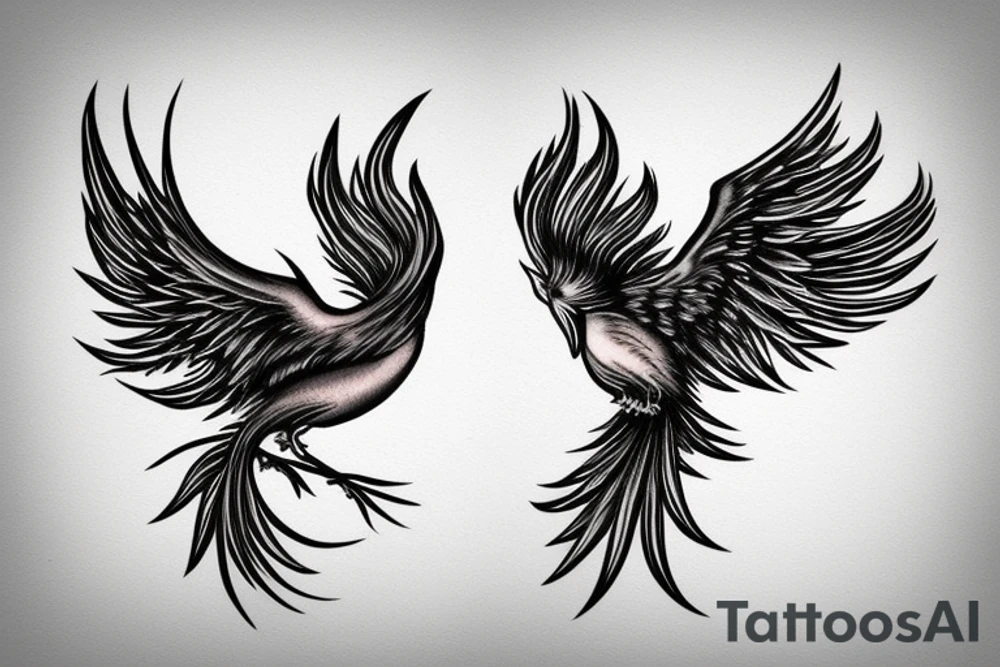 Phoenix bird coming out of fire tattoo idea