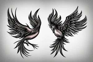 Phoenix bird coming out of fire tattoo idea