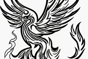 Phoenix bird coming out of fire tattoo idea