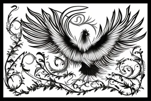 Phoenix bird coming out of fire tattoo idea