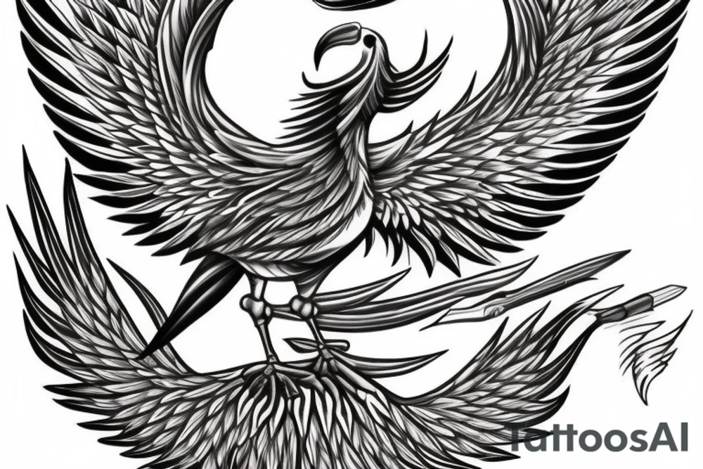 Phoenix bird coming out of fire tattoo idea
