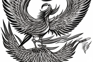 Phoenix bird coming out of fire tattoo idea