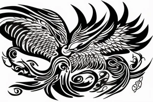 Phoenix bird coming out of fire tattoo idea