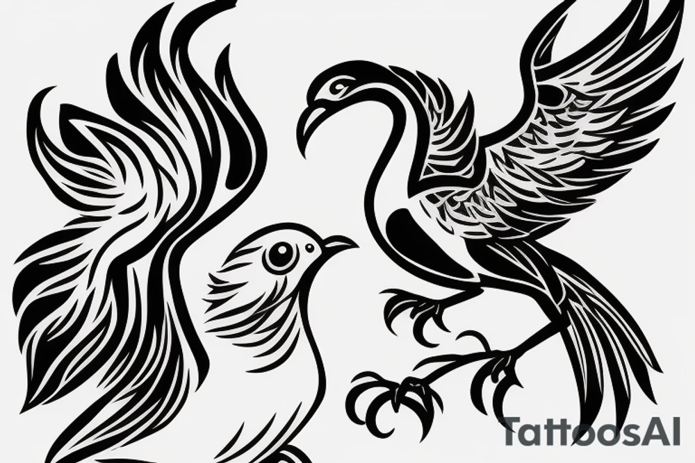 Phoenix bird coming out of fire tattoo idea