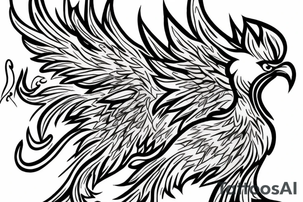 Phoenix bird coming out of fire tattoo idea