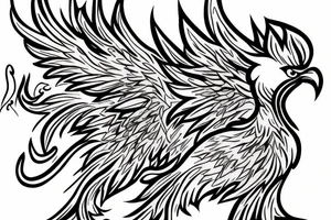 Phoenix bird coming out of fire tattoo idea