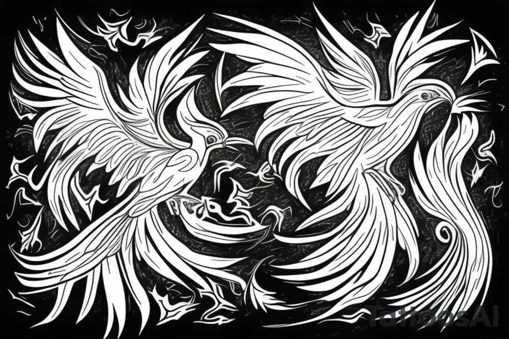 Phoenix bird coming out of fire tattoo idea
