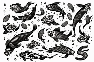 Koi fish with KIDZ letters tattoo idea