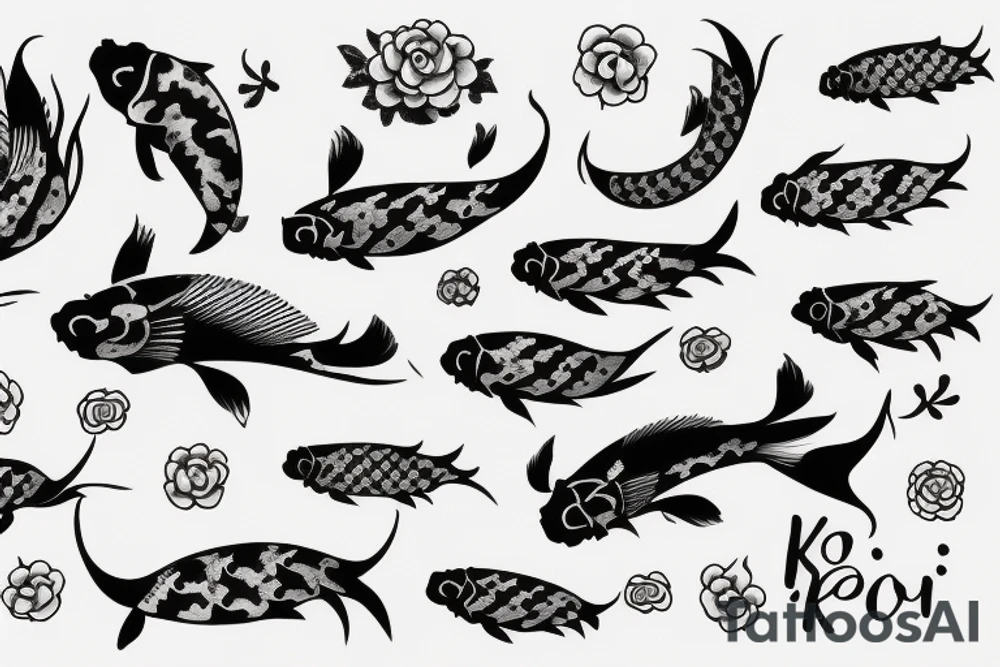 Koi fish with K letter tattoo idea