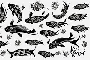 Koi fish with K letter tattoo idea
