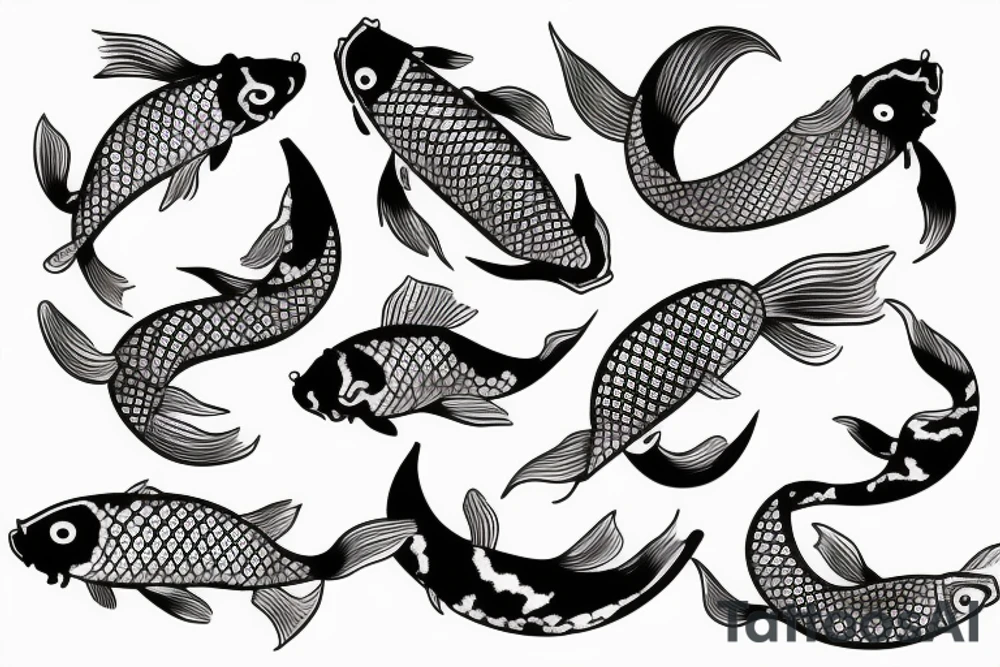 Koi fish with K letter tattoo idea