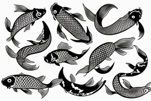 Koi fish with K letter tattoo idea