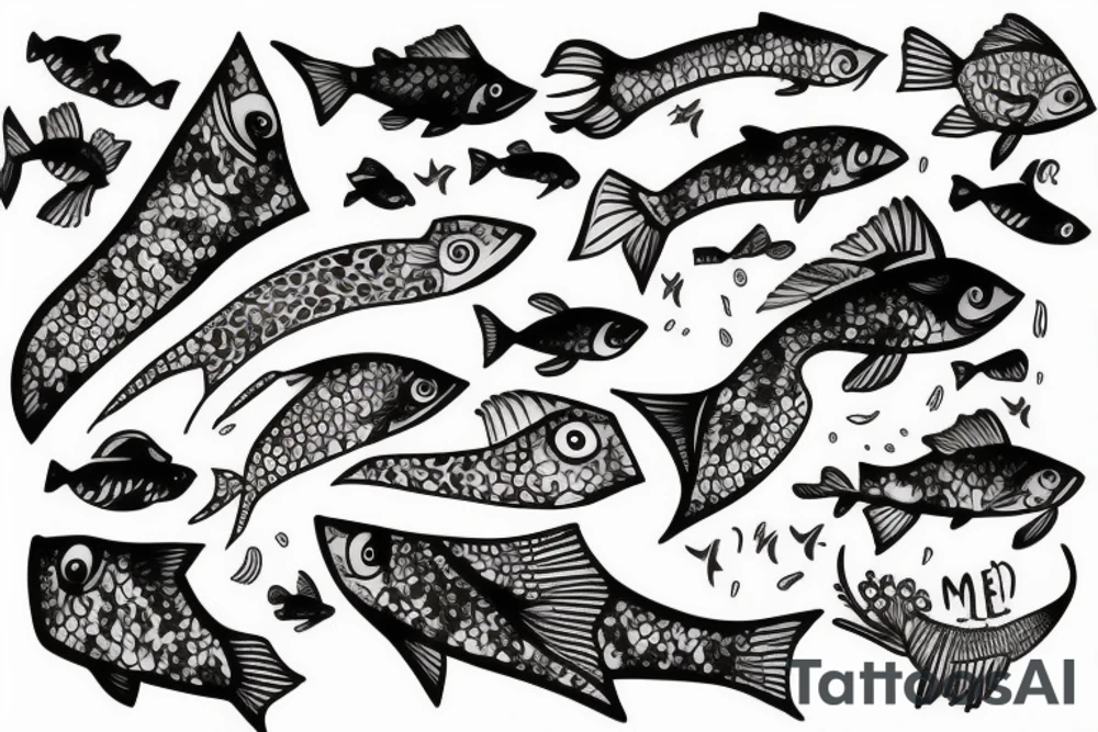 fish with letter KIDZ tattoo idea