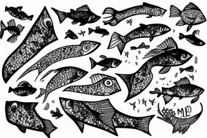 fish with letter KIDZ tattoo idea