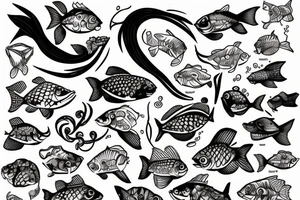 fish with letter KIDZ tattoo idea