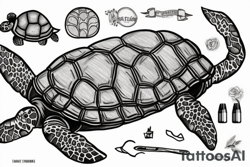 Woman bench pressing a turtle tattoo idea