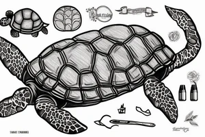 Woman bench pressing a turtle tattoo idea