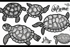 Woman bench pressing a turtle tattoo idea