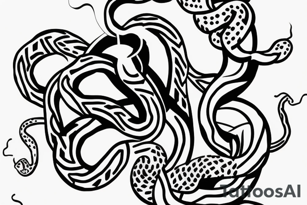 Snake eating another snake tattoo idea