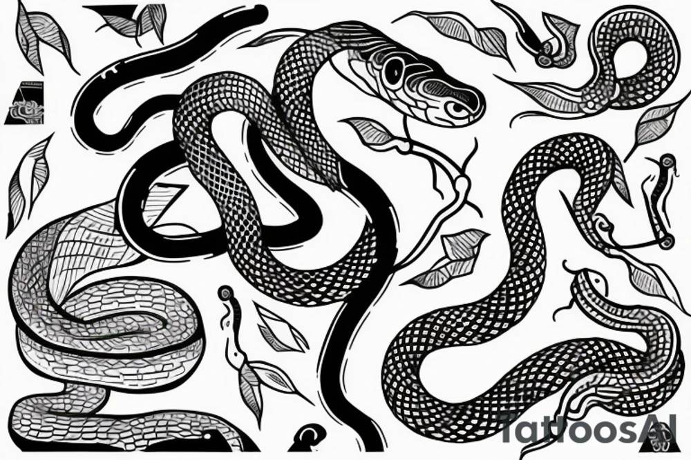 Snake eating another snake tattoo idea