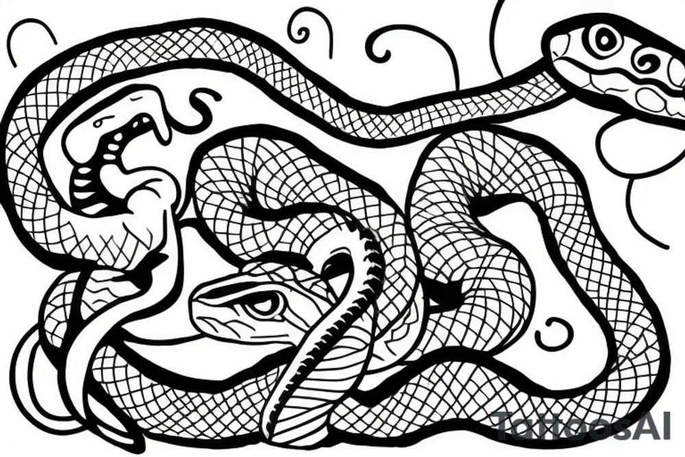 Snake eating another snake tattoo idea