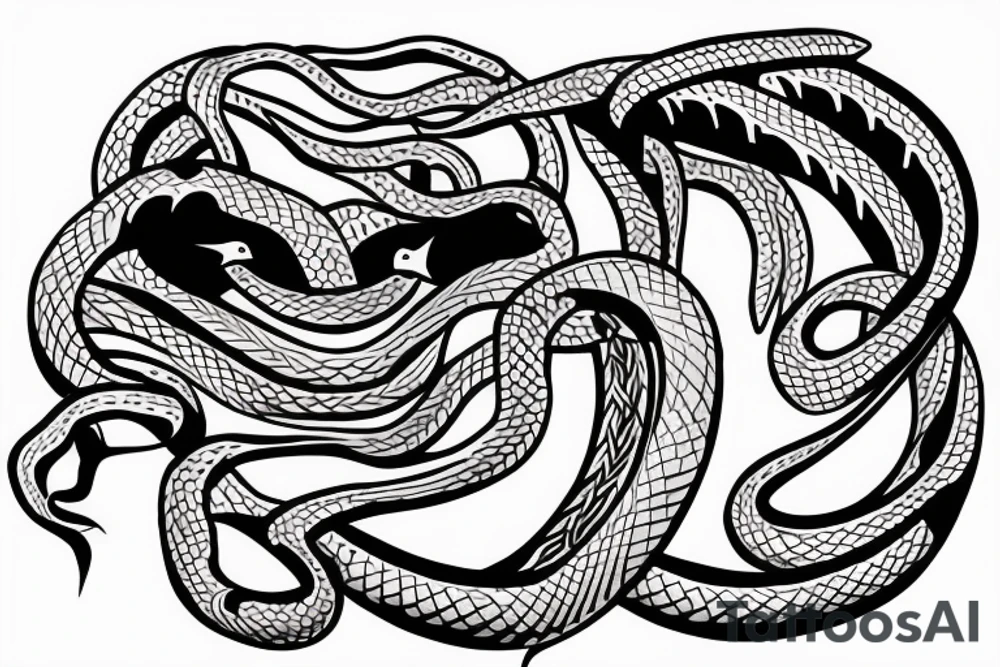 Snake having a Mexican stand off with a warrior tattoo idea
