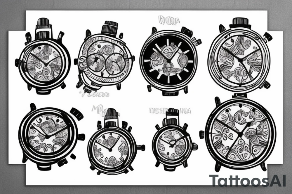 Reloj moderno y en el interior escrito controla tu tiempo y tu mente tattoo idea