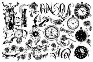 Familia, reloj, recordatorio, mente concentracion tattoo idea